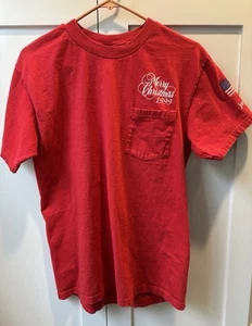 Joe Josts Long Beach California Red T Shirt Medium Christmas 1999 with Pocket - Picture 1 of 4
