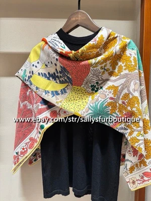 2025 Sallys 70% Cashmere 30% Silk Wrap Scarf Girl Moon Print 2 Face Shawl 53" - Image 1 of 4