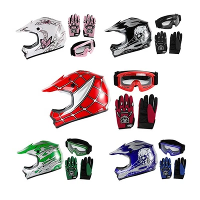 DOT Youth Kids Dirt Bike ATV Motocross Helmet Goggles+Gloves 5 Colors S~XL - Image 1 of 4