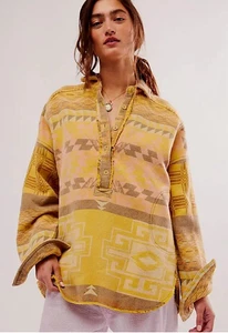Free PeopleWe The Free Arizona Sky Pullover Yellow L Large NEW - Picture 1 of 4