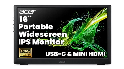 Acer 16" PM161QC Portable Widescreen LCD Monitor FHD 1920×1080 60Hz Refurbished - Image 1 of 4