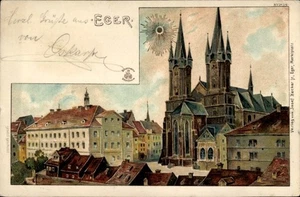 Sonnen Litho Cheb Eger Reg. Karlsbad, Blick auf die Kirche - 4729603 - Bild 1 von 2