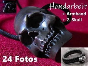 Anhänger Silber 925 Skull Totenkopf Handarbeit groß Skull + Armband + 2. Skull - Bild 1 von 24