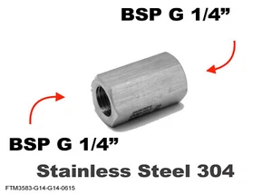 BSP G 1/4" Female to G 1/4" Female Stainless Sensor Adaptor Fittings Conversion - Picture 1 of 5
