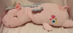 Pink Dragon Sleeping Unicorn with HEARTS Stuffed Animal Plush Toy - Picture 1 of 6