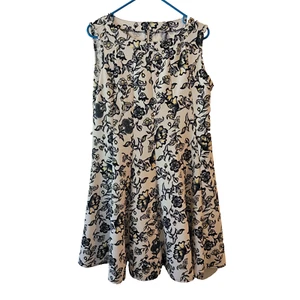 NWOT Women Medium Blue White Floral Midi Dress Sleeveless Fit and Flare - Picture 1 of 6