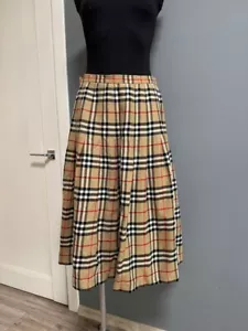 Burberry Skirt Pleated Lined Wool Classic Vintage Nova Check Size M - Picture 1 of 11