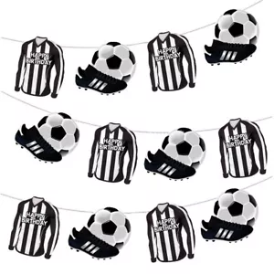 Football Bunting Party Birthday Decorations Black & White Shirt Team 12pcs - Picture 1 of 7