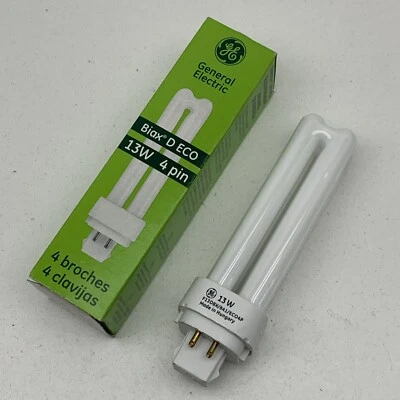 (4-Pack) GE F13DBX/841/ECO4P Fluorescent 13W Light Bulb 4100K Cool 4-Pin G24q-1 - Image 1 of 4