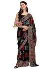 Ethnic Women's Floral Printed Georgette Saree With Blouse Piece