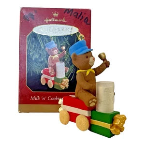1999 HALLMARK Keepsake Milk 'n' Cookies Express Christmas Ornament Bear Train - Picture 1 of 14