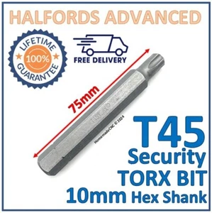 Broca de seguridad Halfords Advanced T45 Torx 10 mm vástago hexagonal 75 mm de largo - nuevo P&P gratis - Imagen 1 de 5