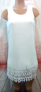 Vestido Tobi para mujer túnica/vestido cambio de tanque borde de ganchillo marfil forrado talla pequeña - Imagen 1 de 6