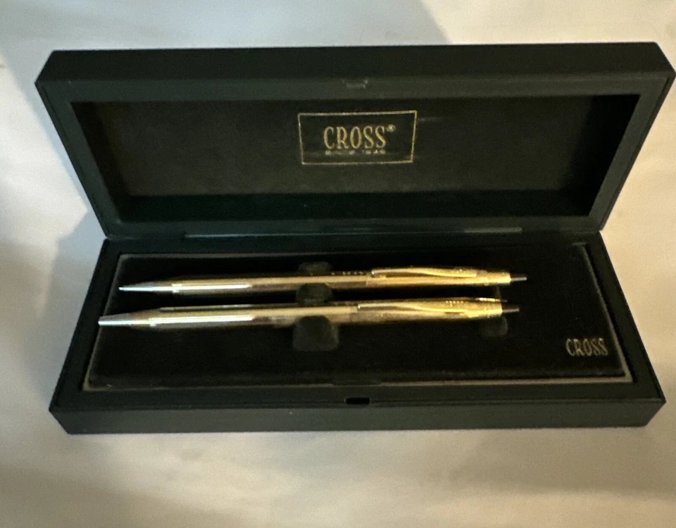 Juego de bolígrafo Cross 10k dorado y lápiz de 0,9 mm nuevo en caja hecho en Estados Unidos 450105 envío gratuito Foto 1 de 4