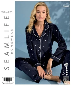 Pijama Set Women Cotton Long Sleeve Shirt and Pajama Pants Soft Pjs Lounge Sets - Picture 1 of 2