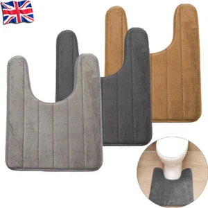 Memory Foam Anti Slip Toilet Floor Mat Bath Pedestal Washable Rug Pad Soft New - Picture 1 of 11