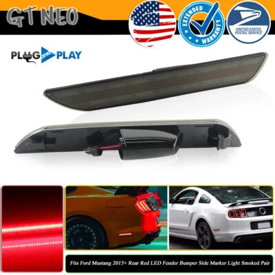 Se adapta a Ford Mustang 2015+ Par de luces marcadoras laterales LED rojas traseras LED para guardabarros ahumadas Foto 1 de 4