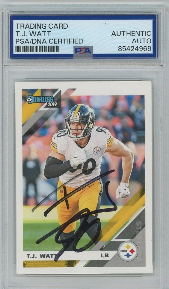 TJ Watt 2019 Donruss Steelers PSA/DNA Signed Auto Autographed - Image 1 of 1