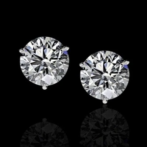 Martini Diamond Earring Round Cut 4.00 Carat IGI Lab Created Stud 14K White Gold - Picture 1 of 9