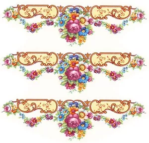 Pompadour Strait Bordüre Rosa Gold Akzent Überglasur Keramik Wasserrutsche Aufkleber - Bild 1 von 3