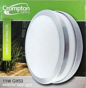 140mm Round Silver / Grey Wall Light Circle Outdoor Exterior 240V GX53 Crompton - Picture 1 of 8