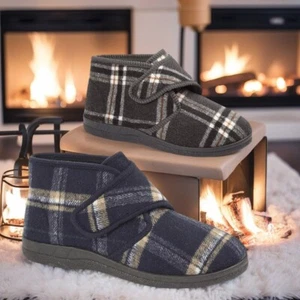 MENS SLIPPERS BOOTS ANKLE FLEECE WINTER COSY COMFORT WARM LINED BOOTIES SIZES - Picture 1 of 5