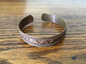 Vintage Brass Tone Bracelet w/ Design Cuff - Picture 1 of 1