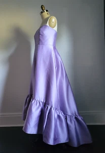 ALFRED SUNG LAVENDER STRAPLESS HIGH LOW GOWN with DEEP RUFFLE HEMLINE - Picture 1 of 3
