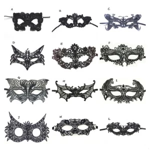 Schwarze Spitzen-Gesichtsmaske Für Frauen Maskerade Abschlussball Halloween- < - Bild 1 von 27