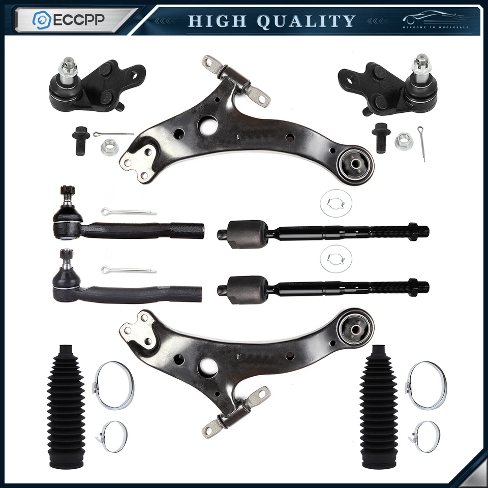 Brazo de control inferior delantero de 10 piezas rótulas extremos de varilla de amarre para Toyota Camry 2007-2011 Foto 1 de 4