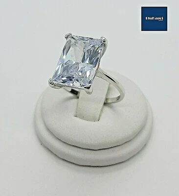 Anello donna argento 925 solitario zircone taglio smeraldo 5 kt - Immagine 1 di 4