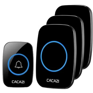 A10 Wireless Doorbell With 3 Waterproof Receivers Black 300m Reception Signal - Picture 1 of 7