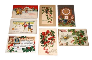 Antiguo lote de 7 postales navideñas de saludos de Navidad bendiciones de año nuevo - Imagen 1 de 19