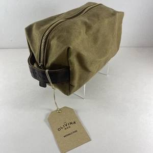 OLIVINA Kulturbeutel Reise Organizer Waxed Canvas braun NEU Lederriemen Herren - Bild 1 von 10