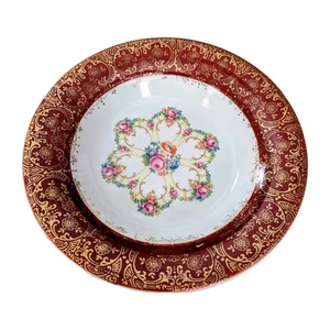 Cuenco con borde Triumph Sebring Pottery Co. Royal Fortune granate oro 22K hecho en EE. UU. - Imagen 1 de 6