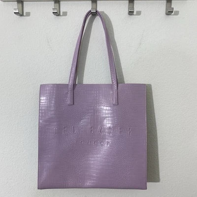 Ted Baker London Tote Bag Icon Light Purple Crocodile Alligator Texture NWOT - Image 1 of 4
