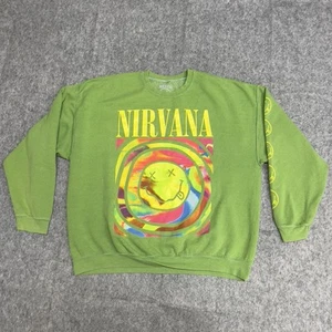 Nirvana Sweatshirt Damen klein grün Batik Rundhals Grunge Rock Pullover - Bild 1 von 10