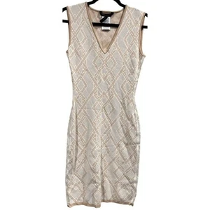 BCBGMaxazria Cream White Sleeveless Dress v-neck Woman Small Stretch Party - Picture 1 of 10