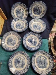 Lot of 4 Liberty Blue Old North Church Saucers/Dessert Bowls 5 3/4" Made England - Picture 1 of 5