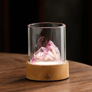 Glass Mountain Bedside Side Table Light Lamp USB Rechargeable Pink - Picture 1 of 4