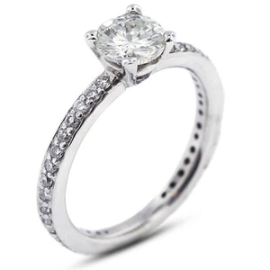 1.28ct D VS2 Round Natural Certified Diamonds White Gold Classic Engagement Ring - Picture 1 of 11