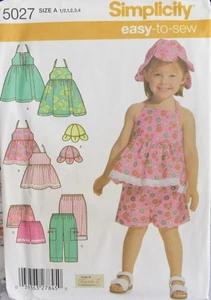 Simplicity 5027 Baby Toddler Girls 1/2-4 Halter Dress Hat Top Shorts Pattern UNC - Picture 1 of 2