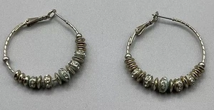 Beaded Design Avon Silver Tone Hoop Earrings - Picture 1 of 1