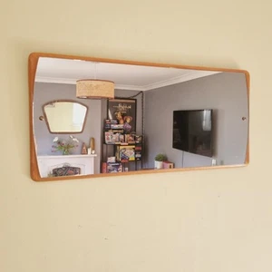 Vintage Teak Wall Mirror G Plan Long 70's Large Mid Century Mirror 76x35 Cm - Picture 1 of 8