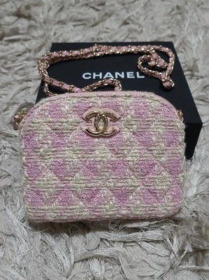 Cartera Bandolera CHANEL GWP Rosa Blanco Tweed, Pequeña Foto 1 de 4