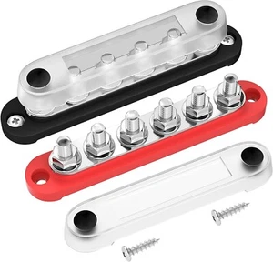 12V Bus Bar 4 or 6 x 5/16" (M8) Terminal Studs 12 Volt Power Distribution Block - Picture 1 of 18