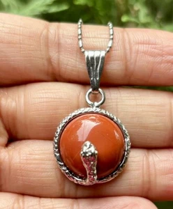 White Gold Filled Red Jasper Fashion Pendant Locket FREE ASSORTED CHAIN #1 - Picture 1 of 5