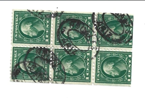 1917 Used 3c Green Geo Washington Booklet Pane/6 ARIZ Cancel #498e - Picture 1 of 1