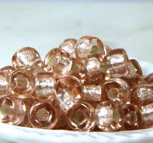 Pony, Roller Beads, 9mm, 3.5mm Hole, Pink w/Silver Lining, 20 Pcs, 139 - Picture 1 of 3