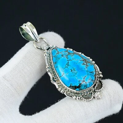 Tibetische Türkis Edelstein Anhänger Handgemacht 925 Sterling Silber für Sie - Bild 1 von 4